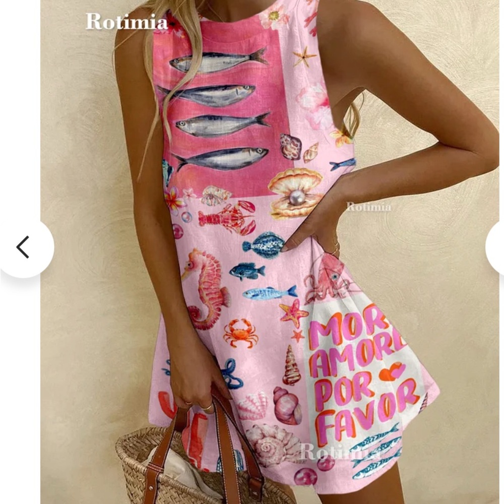 Rotimia Pink Sea Life Print Dress